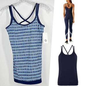 Tory Burch Cross-Back Shelf-Bra Tank Navy Blue XS NWT